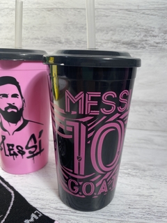 VASO MESSI INTER CON TAPA Y SORBETE