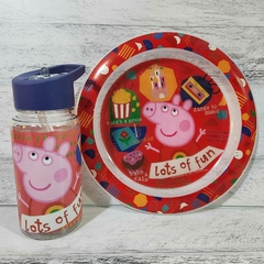 BLISTER PLATO + BOTELLA STRAW TOP PEPPA