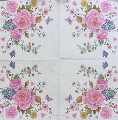 Guardanapo Drawn Roses with Butterflies - comprar online