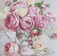 Guardanapo Pink Roses in Vintage Vase