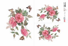 Papel para decoupage Opapel - Flor Rosas e Borboletas