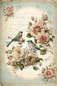 Papel para Decoupage - Coleção Pássaros e Flores - Mod.3