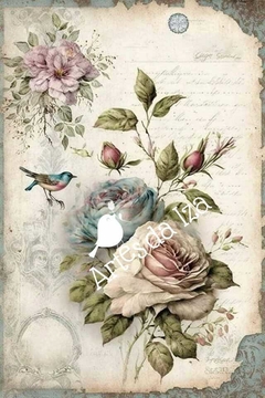 Papel para Decoupage - Coleção Pássaros e Flores - Mod.7
