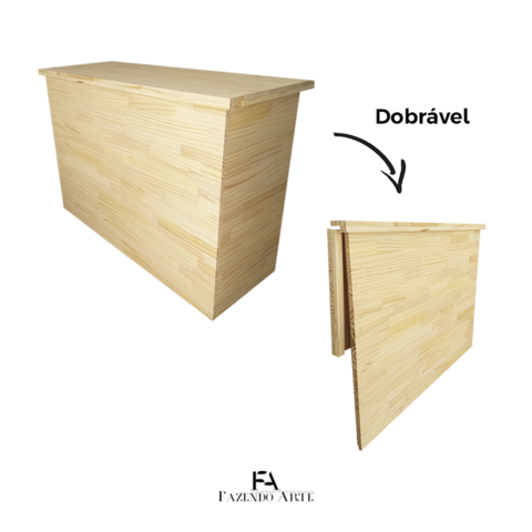 Mesa dobrável em madeira pinus 100 x 40 x 80 de 15mm – Fazendo Arte