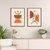 Composê dupla de quadros orgânicos flores e formas - laranja - Fazendo Arte - Artesanato e Quadros