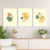 Composê trio de quadros orgânicos ramos de flor amarelo - comprar online