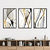 Conjunto trio de quadros decorativos abstrato linhas cobre