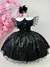 Vestido Juvenil Wandinha Preto Brilho luxo - comprar online