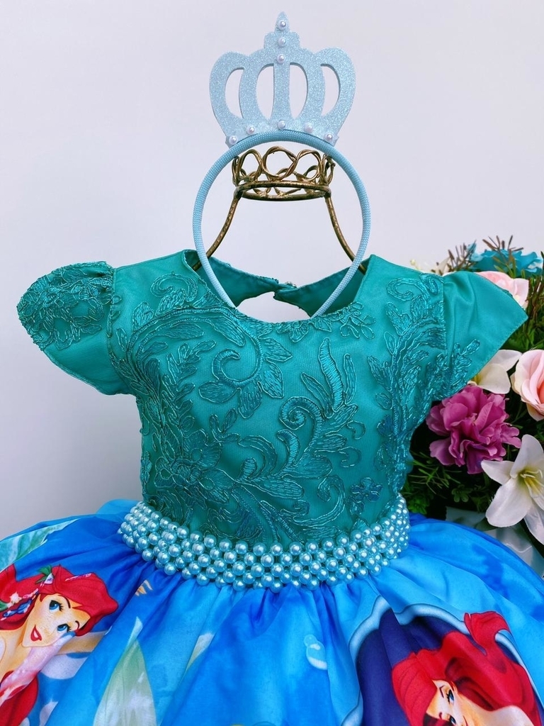 Vestido Festa Infantil Ariel Pequena Sereia