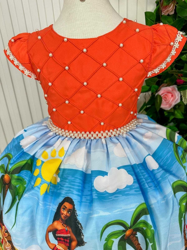 Vestido Laranja Moana Infantil