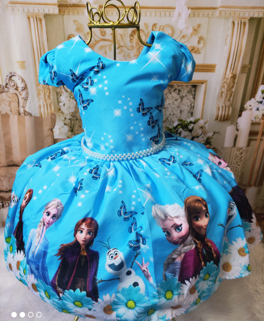 PROMOÇÃO Vestido Infantil Temático Personalizado Festa Frozen