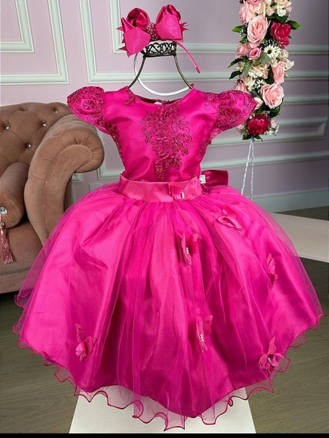 Vestido Infantil Princesa Jardim Encantado Vermelho Luxo