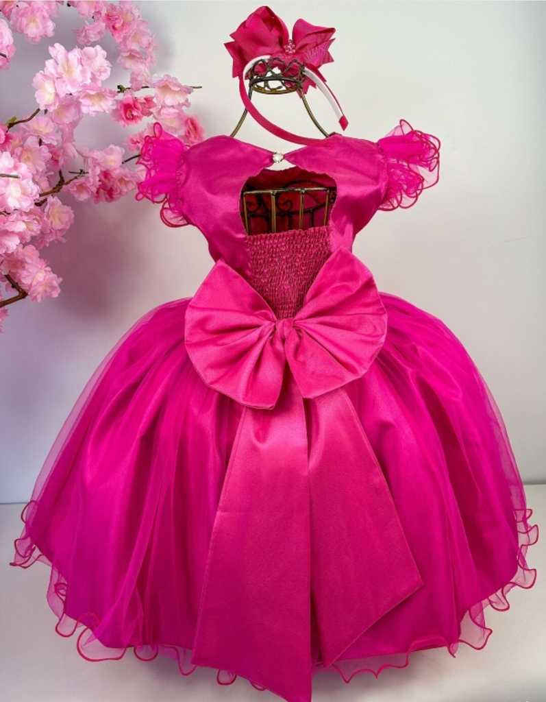 Vestido Luxo Temático Infantil Festa Barbie fashion