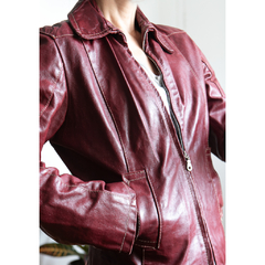 Jaqueta de couro bordô italiana - comprar online