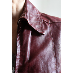 Jaqueta de couro bordô italiana - loja online