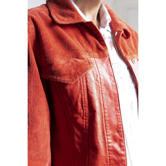 Jaqueta vintage de veludo e couro na internet