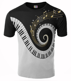 REMERA PIANO NOTAS MUSICALES DORADAS ARTEMIX AX-0036