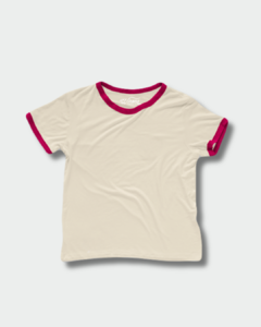 Camiseta ringer tee BASIC (no stamp) - Gola Bordô