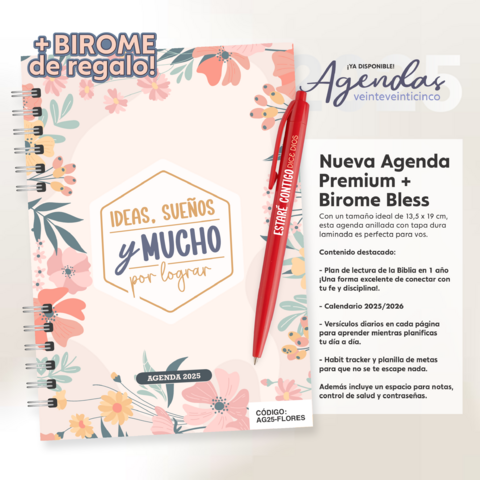 Agenda Premium 2025 + Birome Bless - Ideas