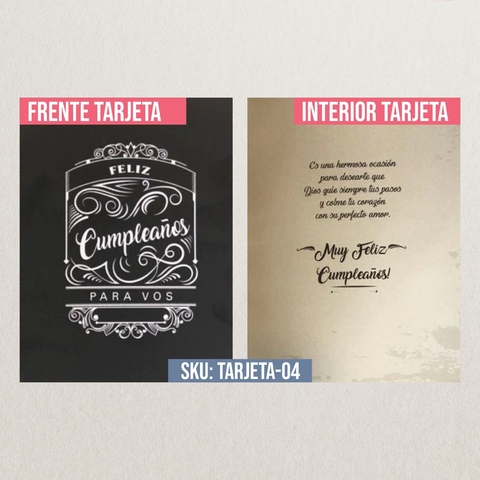 Tarjeta + Sobre - Feliz Cumpleaños (Negro)