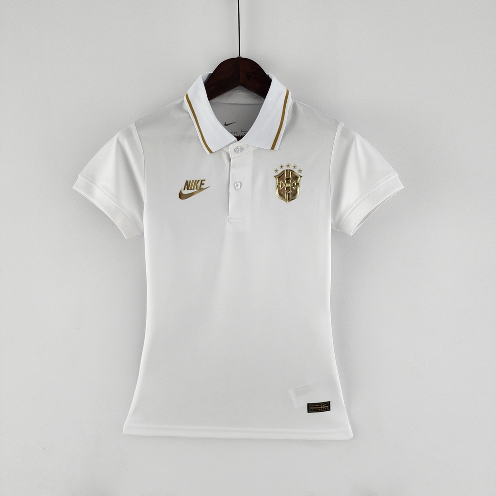 Camisa Brasil Polo 2022/23 Nike Branco+Dourado - Feminina