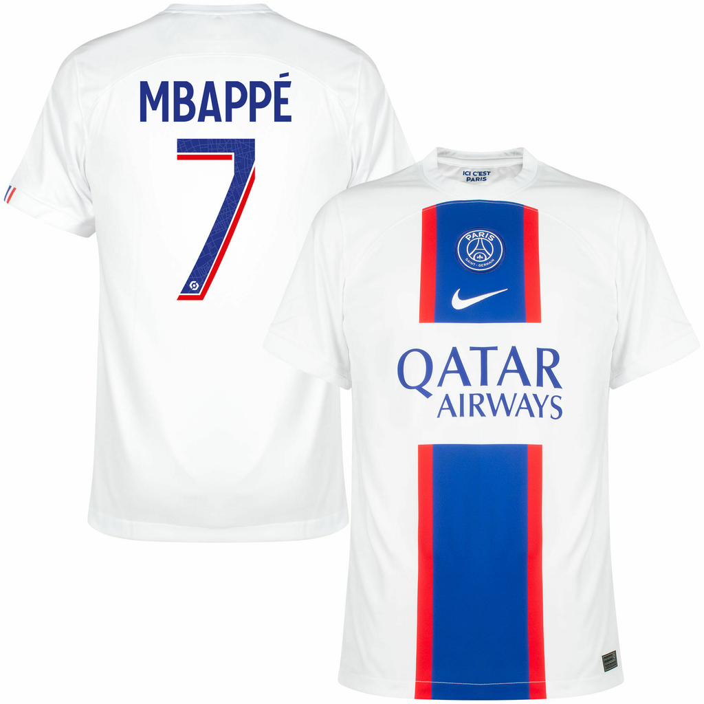 Camisa PSG Nike 2022/23 Mbappé nº 7 - Masculino - Branca
