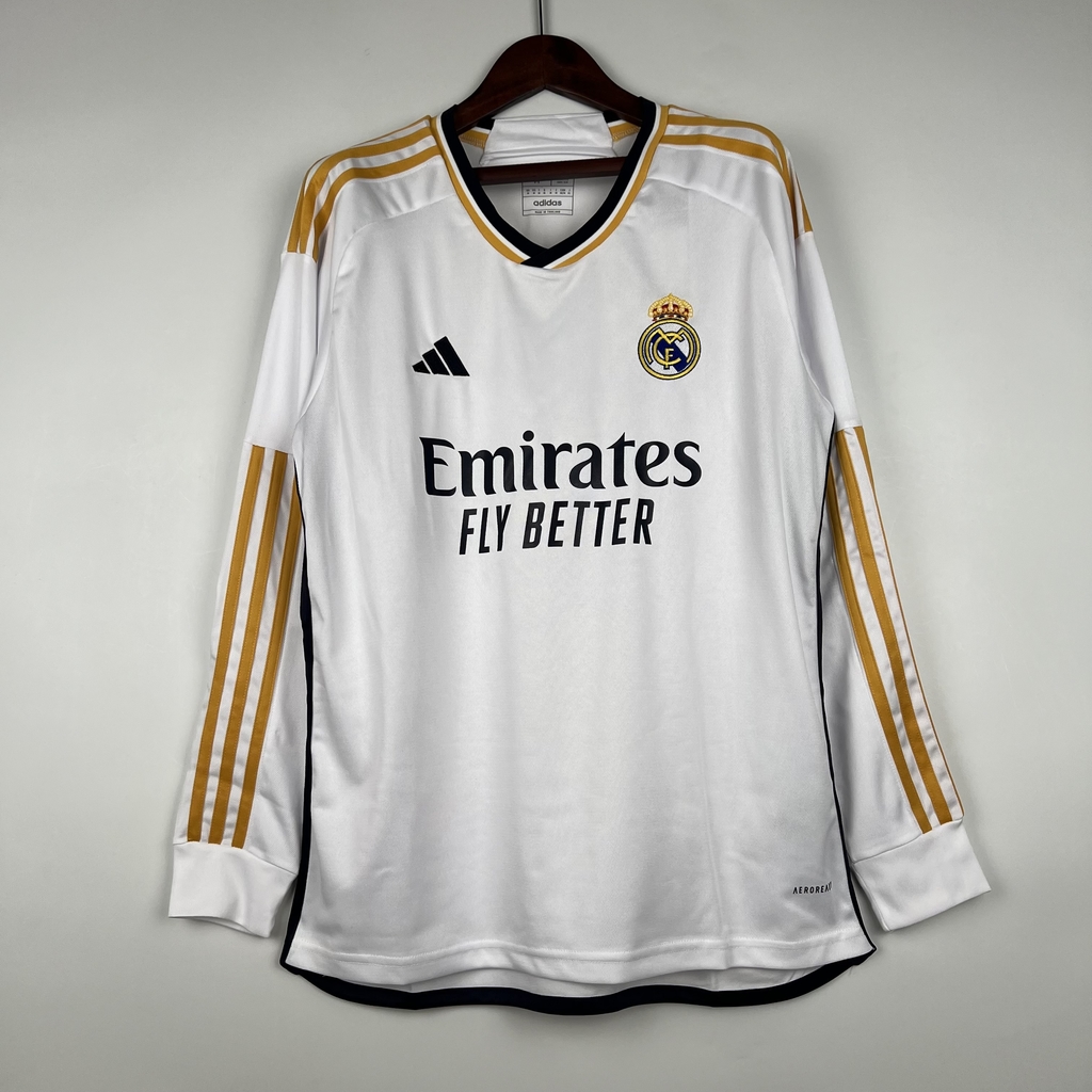 Camisa Adidas Real Madrid I 2023/24 Torcedor Manga Longa - Masculina