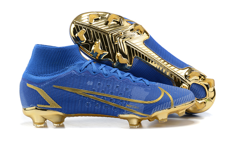Chuteira Nike Mercurial Vapor 8 Elite Campo - Azul+Dourado