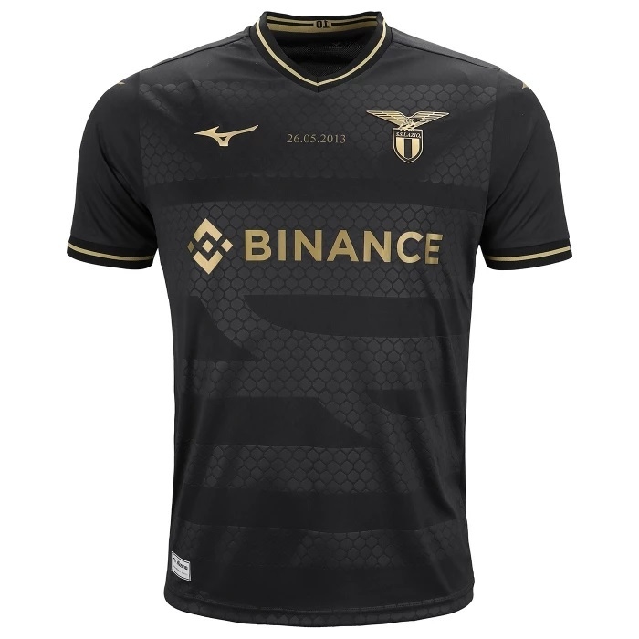 Camisa Mizuno Lazio 2023-2024 Torcedor Masculino - Preto+Dourado