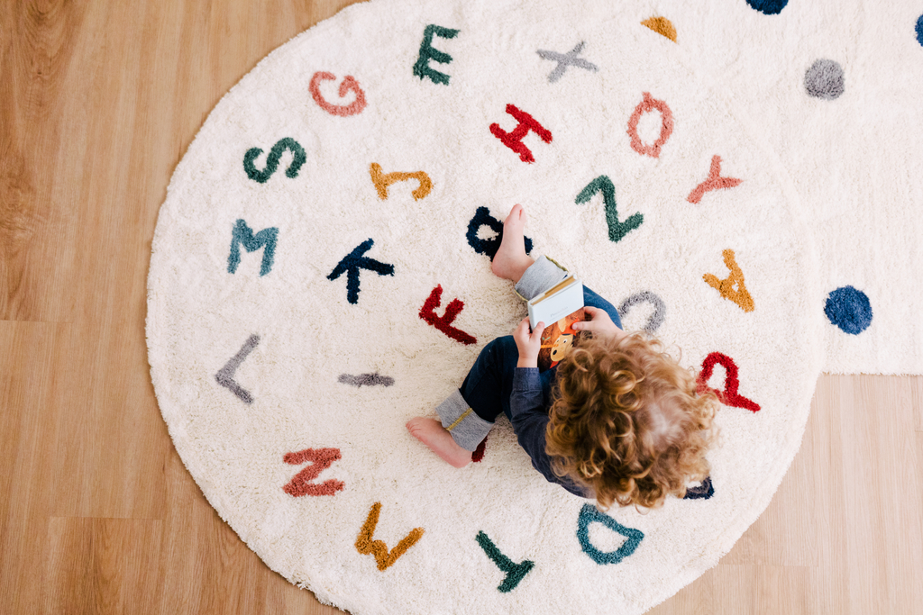 Tapete Infantil de Algodão - Alfabeto Colorido Redondo
