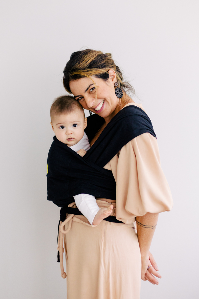 Sling Wrap para bebê em suedine Preto Pati Nicki - Up Baby