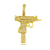 Pingente Arma UZI Cravejado em Zircônia 6,5g 3,9cmX3,9cm (Banho Ouro 18k)