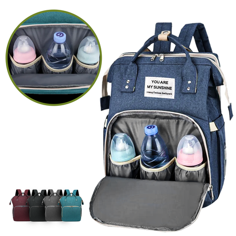 Bolso Mochila Maternal Con Cuna Cambiador Plegable Usb Viaje