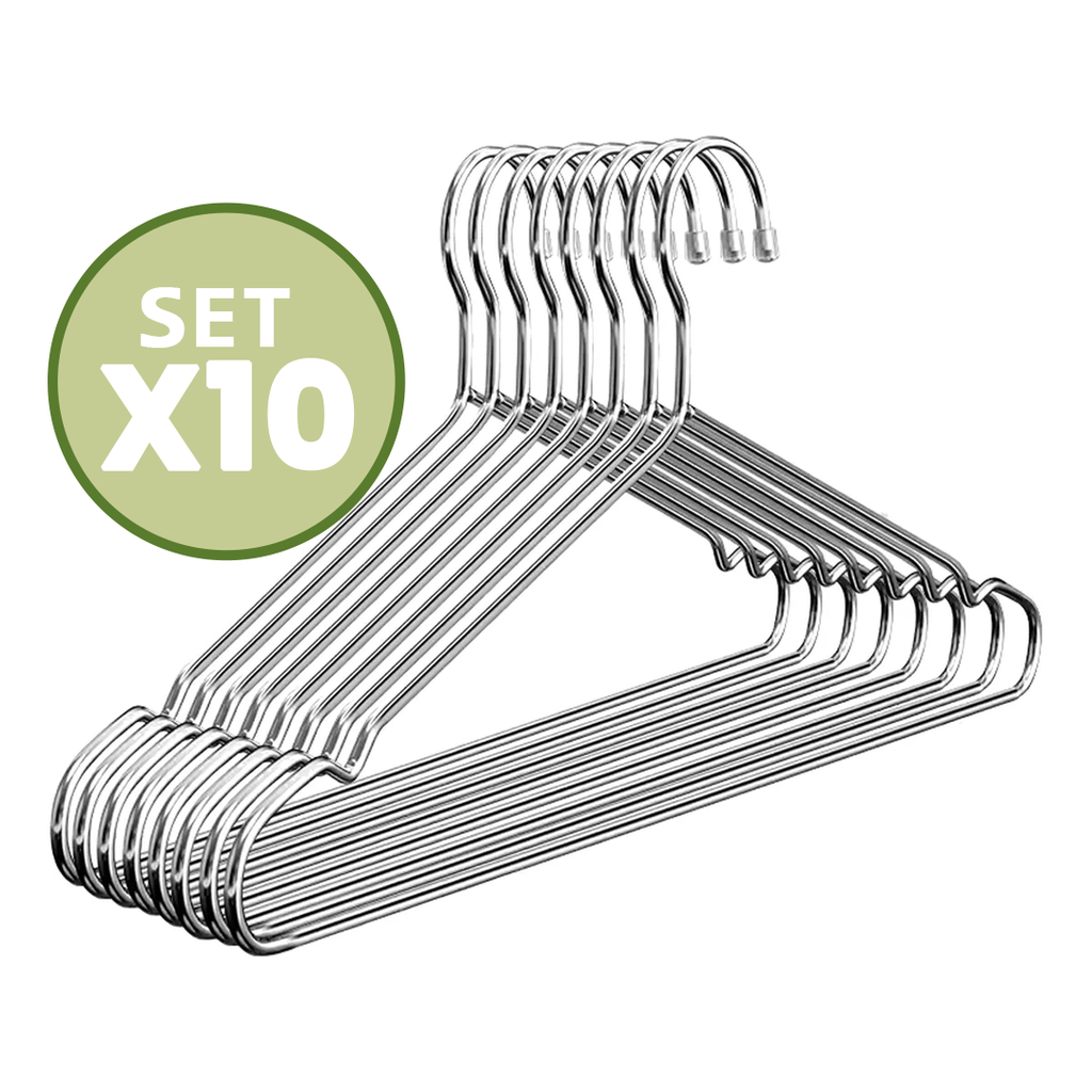 Set X10 Perchas de Acero Inoxidable Slim Ultradelgada