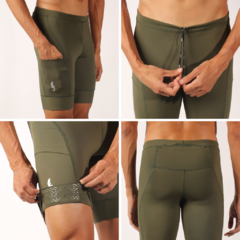 Bermuda de Compressão Masculina para corrida com Bolsos VERDE - comprar online