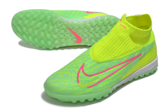 Chuteira Society - Nike Phantom GX de Cano Alto cor Fluorescente