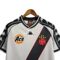 Camisa Vasco da Gama I Retrô 2000 - Kappa Torcedor Masculina - Branca com a faixa em preto e detalhes em amarelo e vermelho - Esporte Chique - A sua loja de Importações de Artigos esportivos