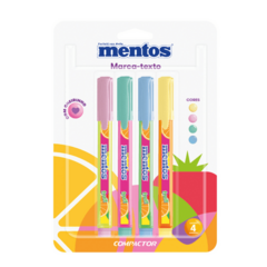 Kit Marca-texto Compactor Destaq Mentos - 4 cores Pastel + Mentos