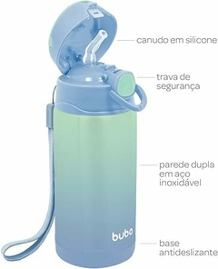 BUBA Copo Termico Parede Dupla Com Canudo- Azul - comprar online