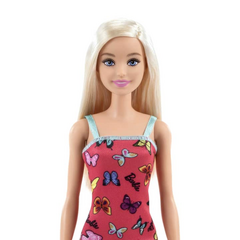 Boneca barbie fashion and beauty vestido preto com estampa rosa mattel