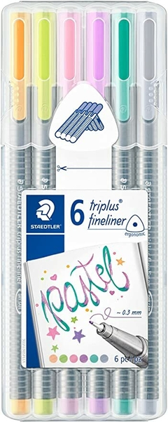 Caneta 0.3mm, Staedtler, Fineliner Triplus Pastel - 6 cores
