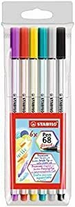 Caneta Stabilo Pen 68 Brush, Multicor, Estojo com 6 unidades - comprar online