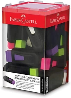 Apontador com Borracha FC Mix 4 Cores Faber-Castell, Black Neon na internet