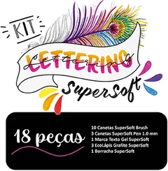 Kit Lettering Faber-Castell, supersoft - Edição Limitada, 18 peças - Loja do Estudante