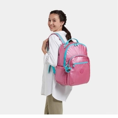 MOCHILA KIPLING SEOUL METALICA ROSA - loja online