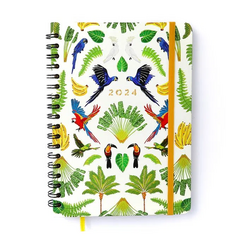 AGENDA PLANNER C/CHECKLIST 17,3X24CM WIRE-0 PASSAROS TROPICAL BRANCI 2024 - CICERO