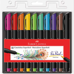 Canetas Brush SuperSoft - Marcadores Supersoft 10 cores - Faber-Castell