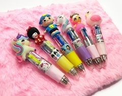Mini canetas 4 cores temáticas
