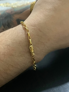 Pulseira tijolinho cubo 3mm fecho canhão