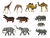 Mini Animais 1:87 Safari Zoológico para maquetes, dioramas e terrários